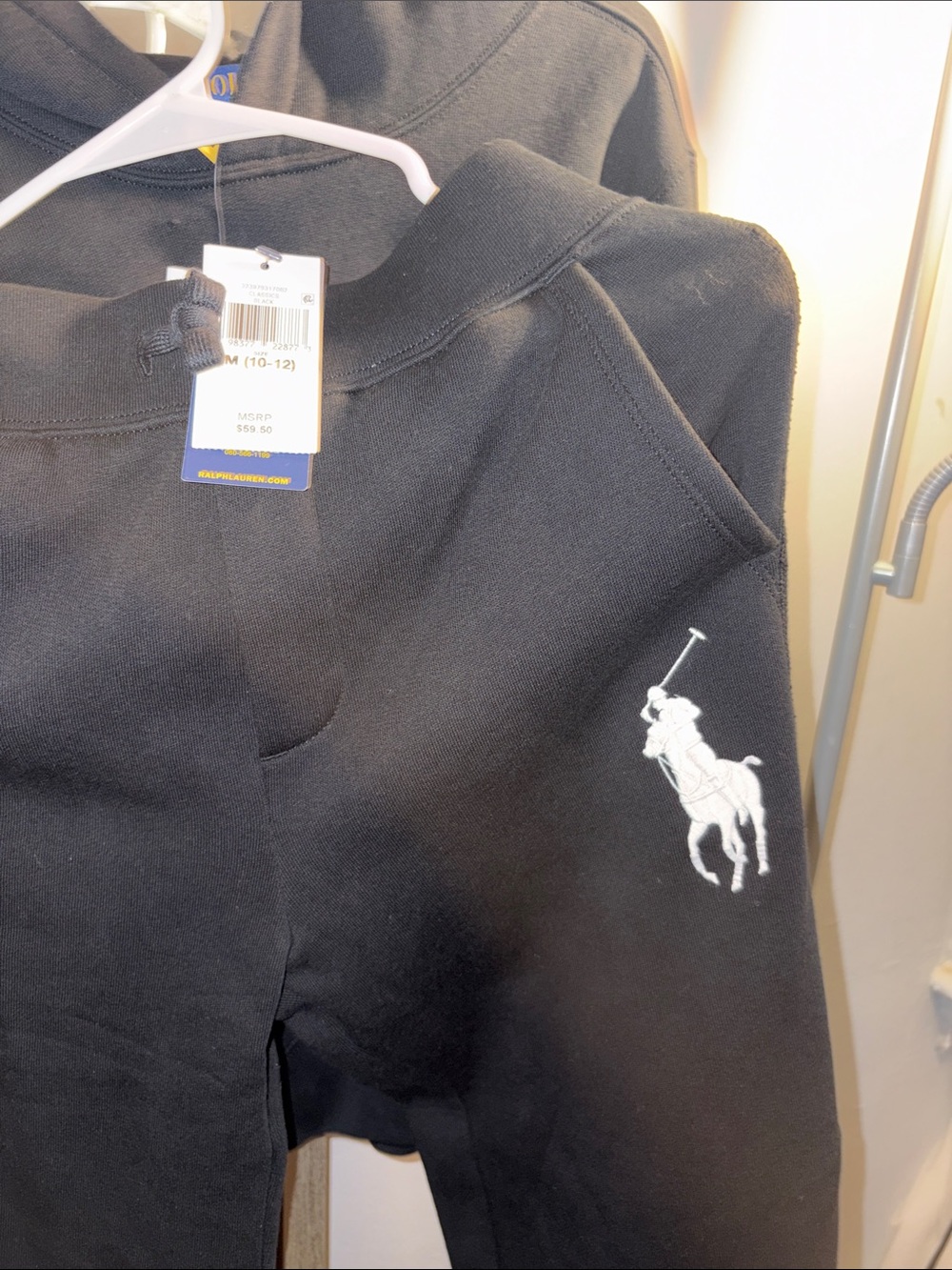 Polo by Ralph Lauren Black Kids Pullover Hoodie with White Pony